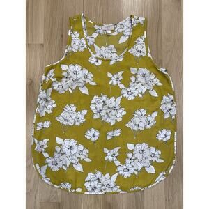 Ann Taylor Loft Outlet Mustard Yellow Floral Tank LP EUC!